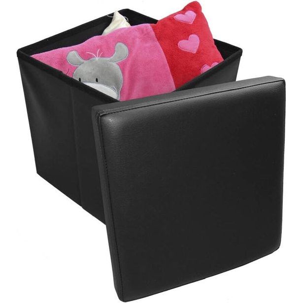 Bench Storage Box with Storage Space Foldable Capacity up to 300 kg Imitation Leather 38 x 38 x 38 cm