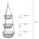 Hangende etagère, 76 cm, keukenhanger voor meer ruimte, fruitmand hangend - fruithangmand keuken - fruitschalen om op te hangen, 1 stuk