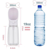 Hondenwaterfles voor honden onderweg, 550 ml draagbare hondenwaterfles met 100 ml hondenvoerfles, plastic reisfles voor honden, klein – wit