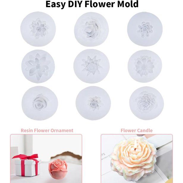 Siliconen vorm, bloemen, siliconen vorm, kaarsen, rozenkbol, siliconen vormen, 3D-bloem, kaarsvormen, siliconen, 3D-bloemen, siliconen zeepvorm, om zelf te vormen, geurkaarsen, zeep voor