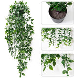 2 stuks kunstmatige hangplanten met potten, 50 cm lange kunstmatige klimopranken, eucalyptusbladeren, mandala, groene potplanten voor thuis, binnen en buiten, decoratie