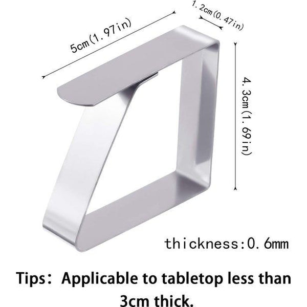 24 stuks tafelkleedklemmen roestvrij staal, zilveren tafelkleedklemmen buiten tafelkleedhouders tafelkleden kleine klem clips voor dikke tafels tuintafel, 5 x 4 cm