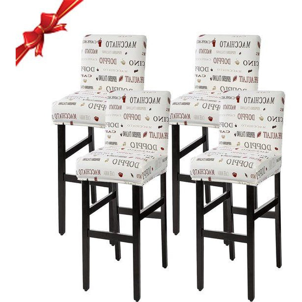 Stoelhoezen, set van 4, stretch barkrukhoezen, afneembaar, wasbaar, stoelbescherming, decoratie, stoelovertrek, barkruk, stoelovertrekken voor pub, teller bar, café (cappuccino, 4 stuks)