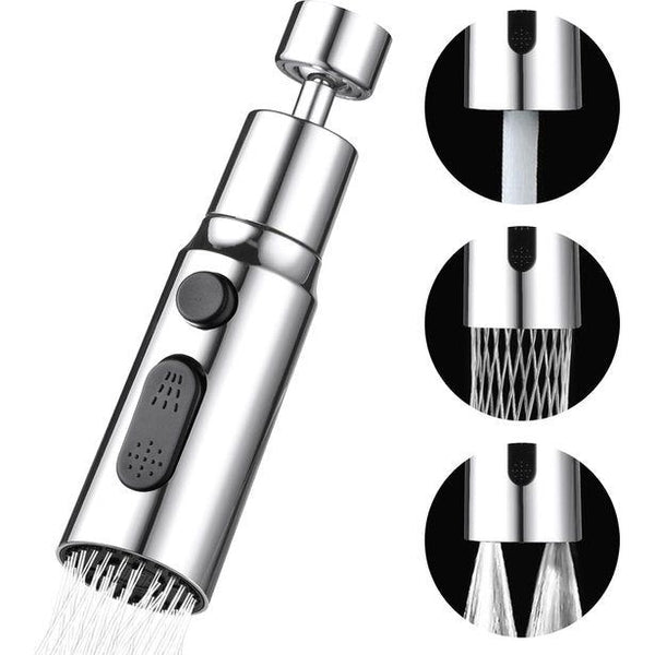 Tap Aerator, 3 Modes Kitchen Bathroom Tap Bubbler Filter with 2 (M22 and F24) Adapters, 360 Degree Swivel Multifunctional Water Saving for Kitchen/Bathroom Tap (Silver)