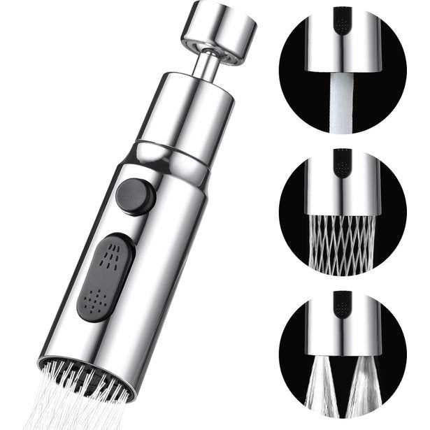 Tap Aerator, 3 Modes Kitchen Bathroom Tap Bubbler Filter with 2 (M22 and F24) Adapters, 360 Degree Swivel Multifunctional Water Saving for Kitchen/Bathroom Tap (Silver)