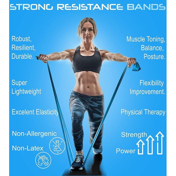 Weerstandsbanden set, 5 professionele niet-latex fitnessband elastische oefenband. Fitnessbanden weerstandsbanden 5 weerstandsniveaus voor hometraining, fysiotherapie, krachttraining, yoga, pilates