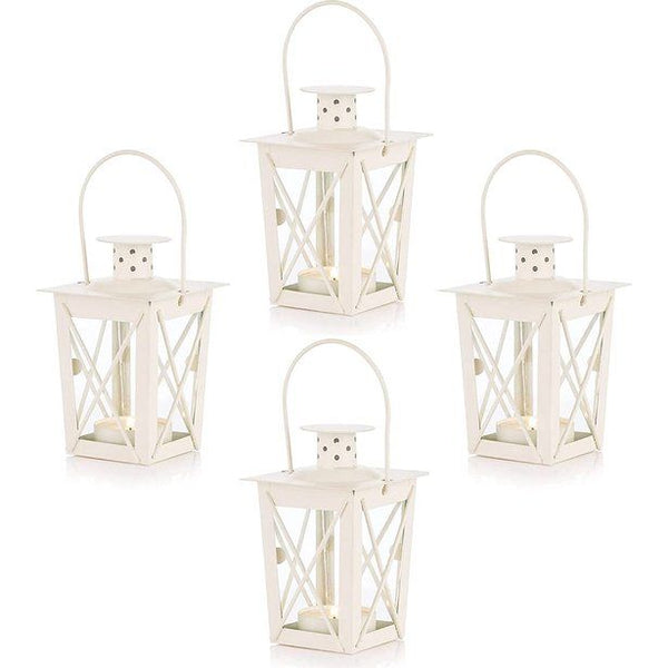 4stuks Lanterne Terre Suspension, Lanterne en Verre Portable, Petite Lanterne Rétro de Fer, Suspension de Cour, beyaz theelichthouder, fener, Kerstmis