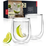 2 x 300 ml drinkglazen set dubbelwandig – dubbelwandige glazen voor cocktails, water, thee, koffie of longdrinks – vaatwasmachinebestendig