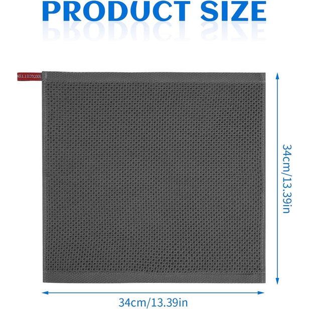 6 stuks keukendoeken, katoen, theedoeken, absorberende keukendoeken, zachte poetsdoeken, wafeldoek, keukenhanddoek voor het reinigen van plaat, tafelblad, baraanrecht, 34 x 34 cm