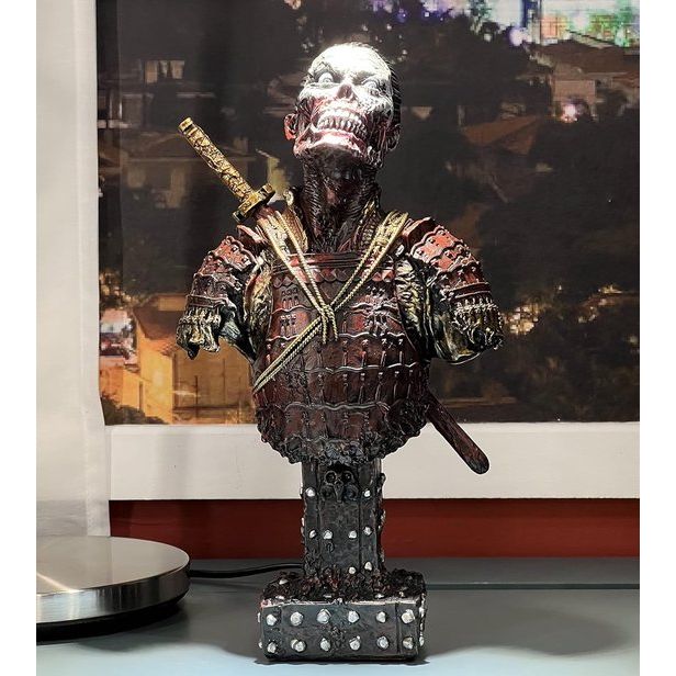 Hars Undead Japanse Samurai Zombie Buste Standbeeld Sculptuur Ornament Figuur Craft voor Thuis Woonkamer Veranda Decoratie Bureau T Gift