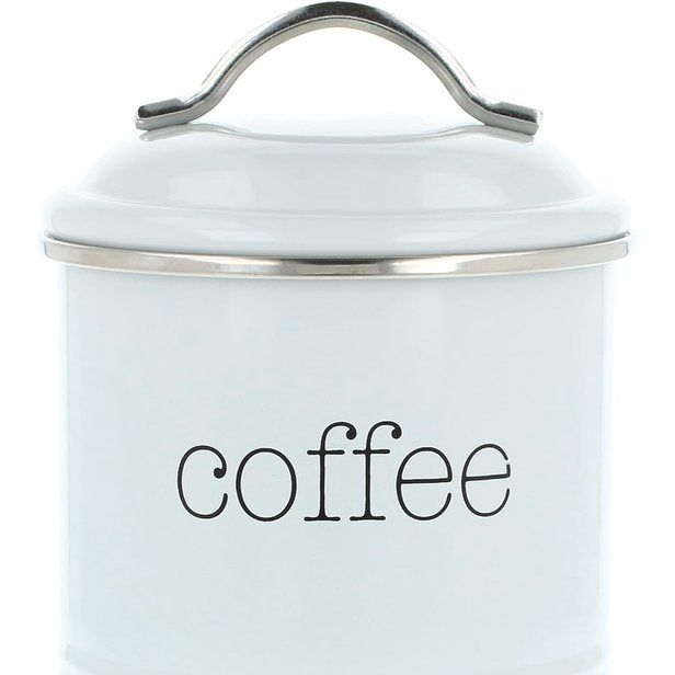 Set van 3 voorraaddozen in vintage design, ronde koffieblik van metaal met aromasluiting, nostalgische koffie, suiker en theeblik (03 stuks - 1000 ml, grijs)