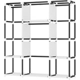 Open kledingkast, stoffen kast met ritssluiting, kledingkast met 3 kledingstangen, 3 vakken en 4 zijvakken, vouwkast, 175 x 150 x 45 cm, voor kleedkamer, slaapkamer, grijs