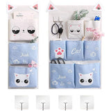 2 stuks opbergtassen voor aan de muur, hangende organizer, opvouwbaar, 7 vakken en 3 vakken, met kleefhaken, voor sleutels, speelgoed, afstandsbedieningen, boeken, cosmetica