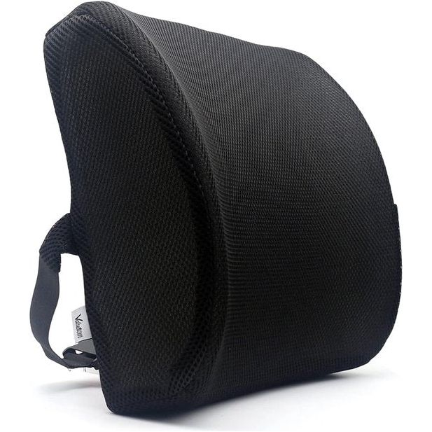 Premium geheugenschuim rugkussen lendenkussen voor bureaustoel en autostoel - 3D mesh lendenwervelkolom steunkussen, rugsteun voor auto, kantoor en thuis (zwart)