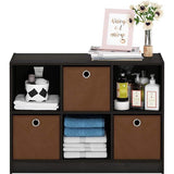 Basisboekenkast met 6 vakken en 3 planken, eiken, espresso/bruin, 30,23 x 30,23 x 59,94 cm