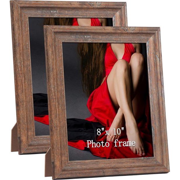 Rustieke fotolijst 20x25 cm set van 2, wand- en tafelfotolijst, bruin