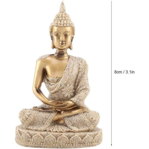 Boeddhabeeld Carving Standbeeld Boeddha Ambacht Meditatie Zittend Boeddhabeeld Carving Figuur Ambacht voor huisdecoratie Ornament (Een goud)