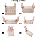 Kofferorganizerset, 9-delig, Packing Cubes, waterdichte reis-kledingtassen, paktassen voor koffer, verpakkingskubus met cosmeticatas, digitale tas, USB-kabel (beige)