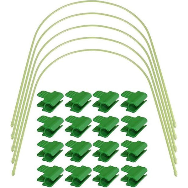 5 stuks folietunnel bogen voor verhoogd bloembed, afdekking, folietunnel, foliekas, plantentunnel, bogen, roestvrije kas, tunnel voor broeikassen met 20 stuks 11 mm kas-clips