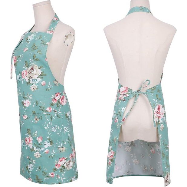 2-delig schort kookschort met grote zakken, keukenschort voor dames, verstelbaar keukenschort keukenchefschorten BBQ-schort voor unisex