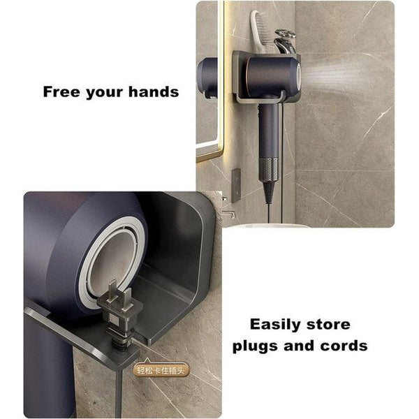 Föhnhouder zonder boren, wandhouder voor haardroger, haardrogerstandaard, houder voor badkamer, geschikt voor de meeste haardrogers