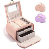 Sieradenkistje voor meisjes, prinsessenkist met spiegel, juwelendoos, sieradenkoffer, sieradendoos voor oorbellen, ringen, kettingen, horloges, cadeau - roze