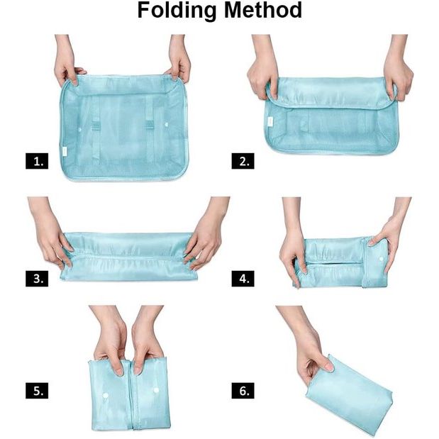 Kofferorganizerset, 8-delig, verpakkingsblokjes, waterdichte reiskledingzakken, inpakzakken voor koffer, kofferorganizer, reistas met make-uptas, schoenentas, USB-kabeltas (lichtblauw)