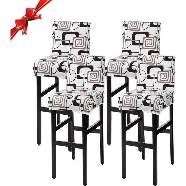 Stoelhoezen, 4-delige set, stretch barkrukhoezen, afneembaar, wasbaar, stoelbescherming, decoratie, stoelbekleding, barkruk, stoelovertrekken voor pub, teller, bar, café, klassiek wit