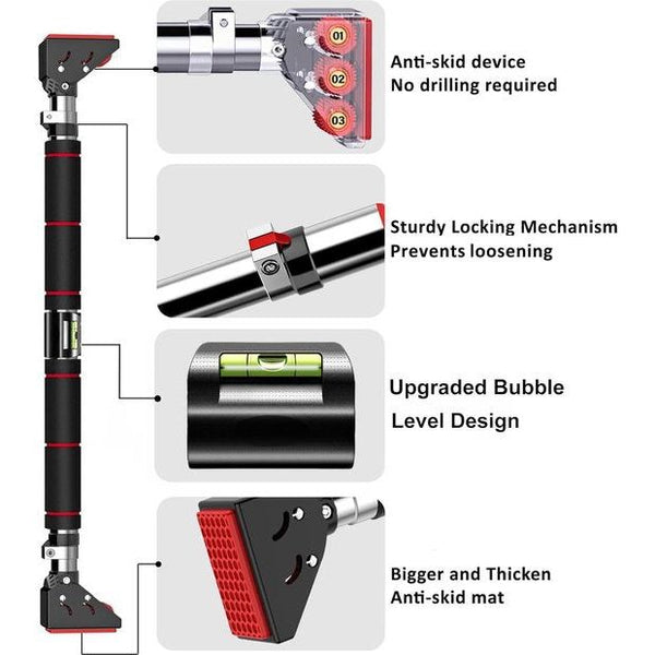 Optrekstang zonder schroeven voor deur, verstelbare brede fitnessworkout-stang voor thuis