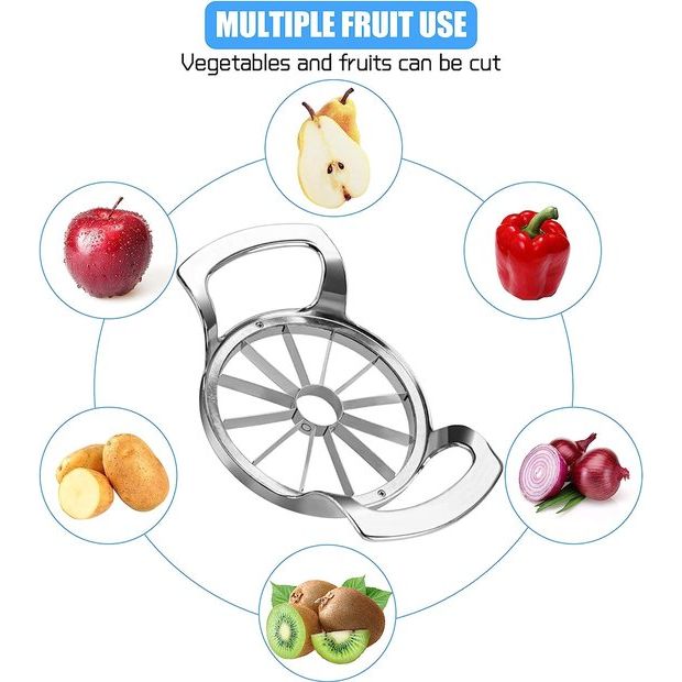 Appelsnijder, 12 messen, appelschiller, appelontpitter, appeluitsteker, meloensnijder, 10 cm, fruitsnijder met roestvrij staal, ideaal voor appels en peren