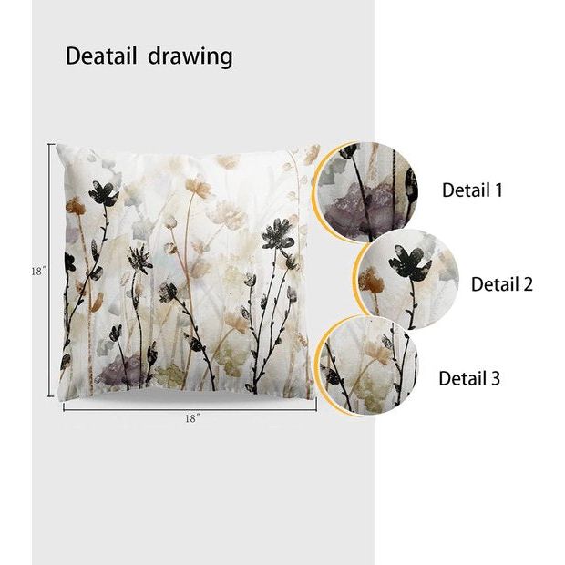 Boerderij set van 2 kussenslopen, 40 x 40 cm, voor rustieke woondecoratie, moderne bank, wilde bloemen, overgooien, kussensloop, decoratie voor bank, slaapbank