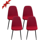 Stoelhoezen, Set van 4, Stretch, eetkamerstoelen, hoes, universeel, wasbaar, verwijderbaar, elegante stoelhoes, antislip, keukenstoelen voor kantoor, eetkamer, woonkamer, Jacquard rode wijn