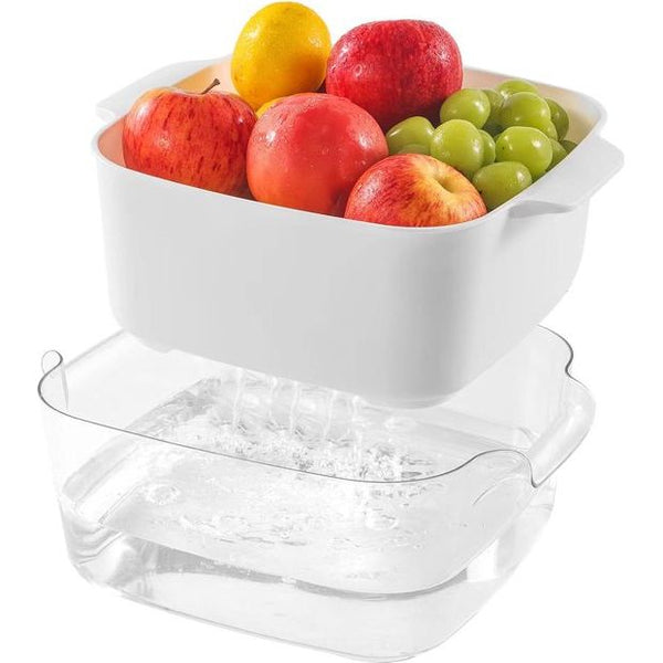 8,2 Keukenzeefkomset, 2-in-1 fruit groente wasvoedselzeefjes, grote plastic dubbellaagse zeefmand voor pasta, spaghetti, bessen, salades, BPA-vrij