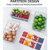 Koelkastorganizer, koelkastorganizer, lade, doorzichtig, koelkastopbergdoos, uittrekbaar, instelbaar, koelkastbox met handvat, koelkastlade-organizer