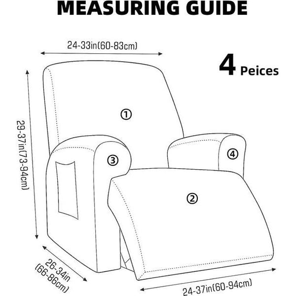 Polar Fleece Armchair Cover, Non-Slip Stretch Cover for Recliner Chair, 4 Pieces, Complete Chair Protector, 1 Piece, Elastic Cover for Lounger Armchair