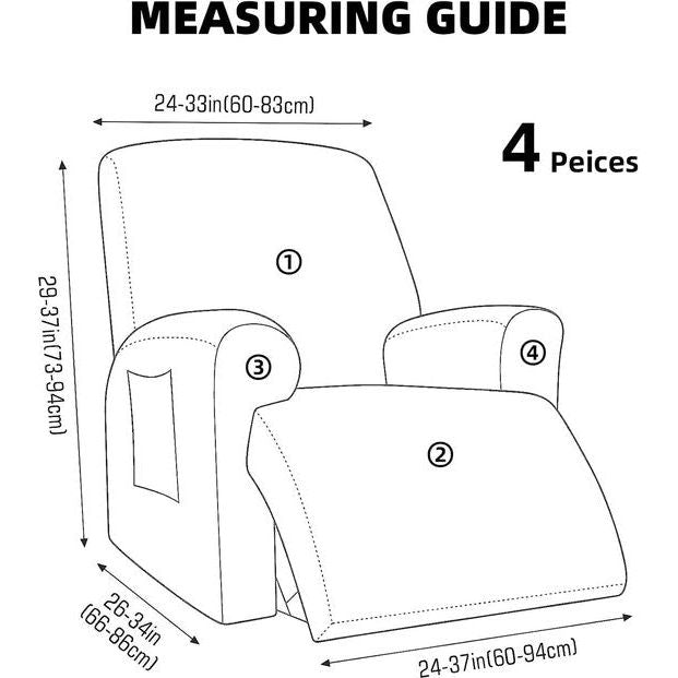 Fauteuilhoes van polarfleece, antislip stretchhoes voor relaxfauteuils, 4 stuks, complete fauteuilbeschermer, 1 stuk, elastische hoes voor fauteuils