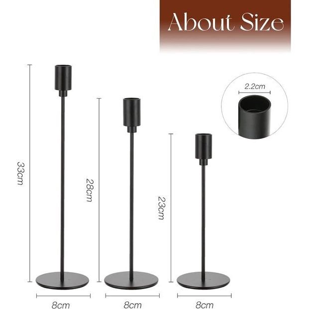 Kandelaar zwarte kaarsenhouder metalen kandelaars: Candeldo staafkaarsenhouder set van 3 moderne tafel decoratie kaarsenhouder hoog voor staafkaarsen decoratie woonkamer tafeldecoratie