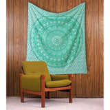 Wanddeken Mandala - Indiase decoratieve strandhanddoek olifant werptapijt - 152 x 127 cm - groen Vertaling: Wandkleed Mandala - Indiase decoratieve strandhanddoek olifant tapijt - 152 x 127 cm - groen