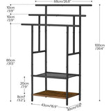 Hand Towel Rail Standing with 3 Towel Rails Bath Towel Holder 2 Open Shelves Space Saving Dark Brown/Black