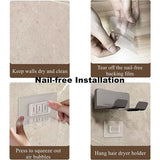 Föhnhouder zonder boren, wandhouder voor haardroger, haardrogerstandaard, houder voor badkamer, geschikt voor de meeste haardrogers