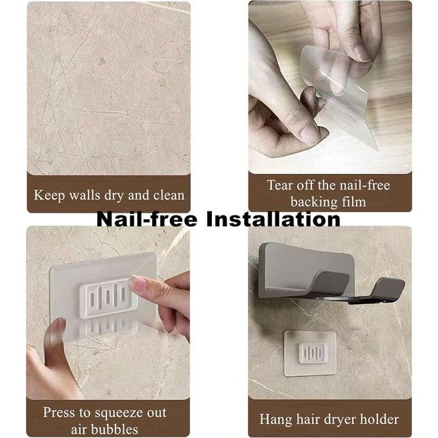 Föhnhouder zonder boren, wandhouder voor haardroger, haardrogerstandaard, houder voor badkamer, geschikt voor de meeste haardrogers