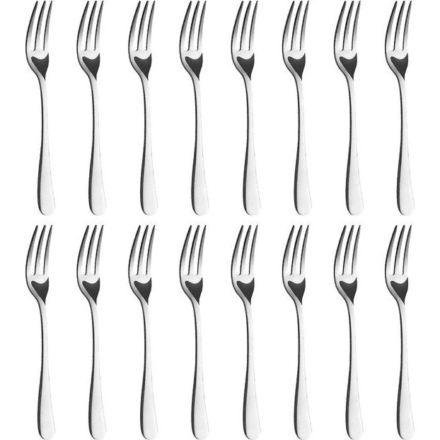 16 stuks vorkset, ijzerhoudende roestvrijstalen taartvorkset, 14 cm vorken, spiegel gepolijst, zilverwaren dessertvorken voor elke locatie, vaatwasmachinebestendig