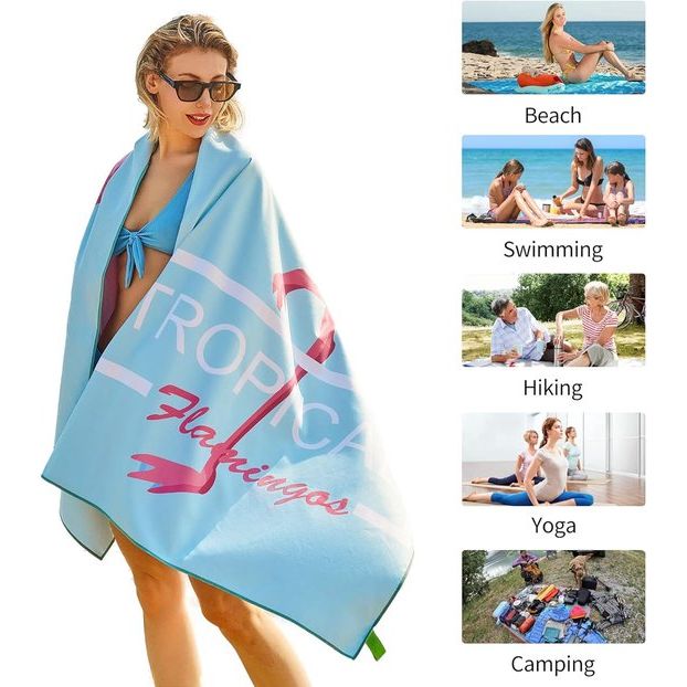 Grote strandhanddoek, microvezel handdoek, 180 x 90 cm, zandafstotend, sneldrogend, microvezel strandhanddoek, groot, voor strand/zwembadside/strandstoelen (Flamingo)