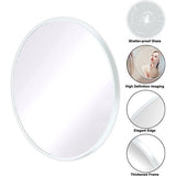 Ronde wandspiegel, 60 cm, met aluminium frame, decoratieve HD-wandspiegel, make-upspiegel voor badkamer/kleedkamer/woonkamer, onbreekbare spiegel (wit)