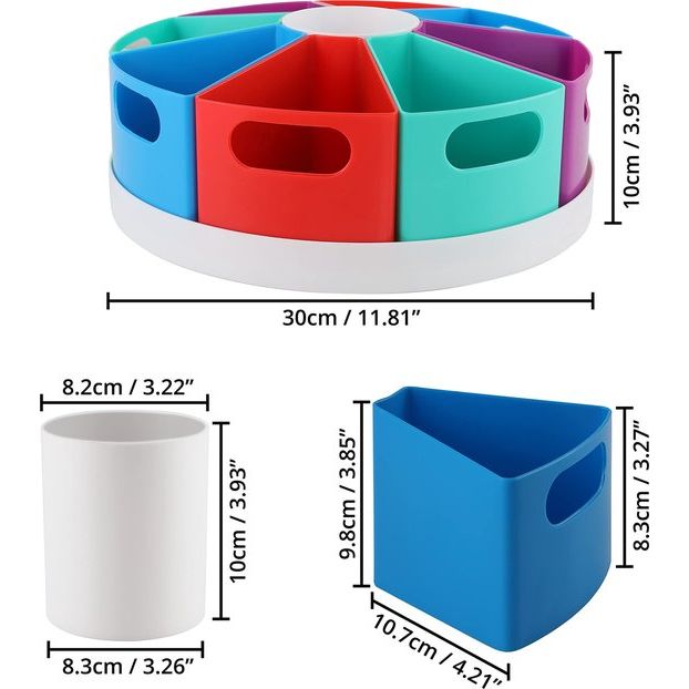 Belle Vous 360° Roterende Schrijfmaterialen Organiser - 9 Compartimenten Pennen/Potloden Houder - Draaiende Bureau Opslag Caddy voor Kunst/Hobby Benodigdheden - Huis, Kantoor, School Organisatie