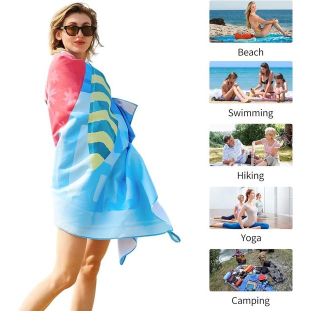 Strandhanddoek, groot, microvezelhanddoek 180 x 90 cm, zandafstotend, sneldrogend microvezelstrandhanddoek, groot, voor strand/zwembad/strandstoelen (zomerskateboard)