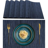 Placemats, afwasbaar, set van 6 placemats, (70% pvc, 30% polyester), hittebestendig, antislip, voor keukentafel en restaurants, blauw