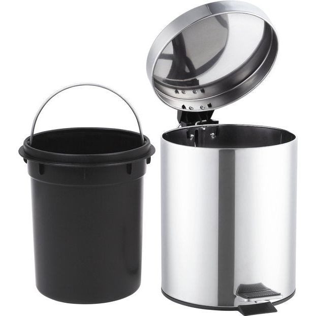 SENSEA - URBAN badkamerprullenbak - 5L - Rond - Staal - Grijs - Chroomafwerking