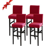 Stoelhoezen, Set van 4, Stretch barkrukhoezen, afneembaar, wasbaar, Stoelbeschermers, barkrukken, Stoelhoezen Voor Bar Café Bar (rood, 4 stuks)