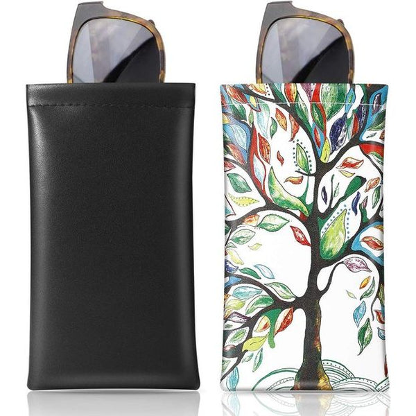 Brillenkoker, 2 stuks draagbare zonnebrillen etui met kliksluiting brillenkoker zachte bril beschermhoes leesbrillenetui voor dames met reinigingsdoekje